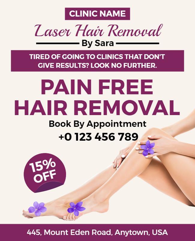 Pain Free Laser Hair Removal Flyer Template