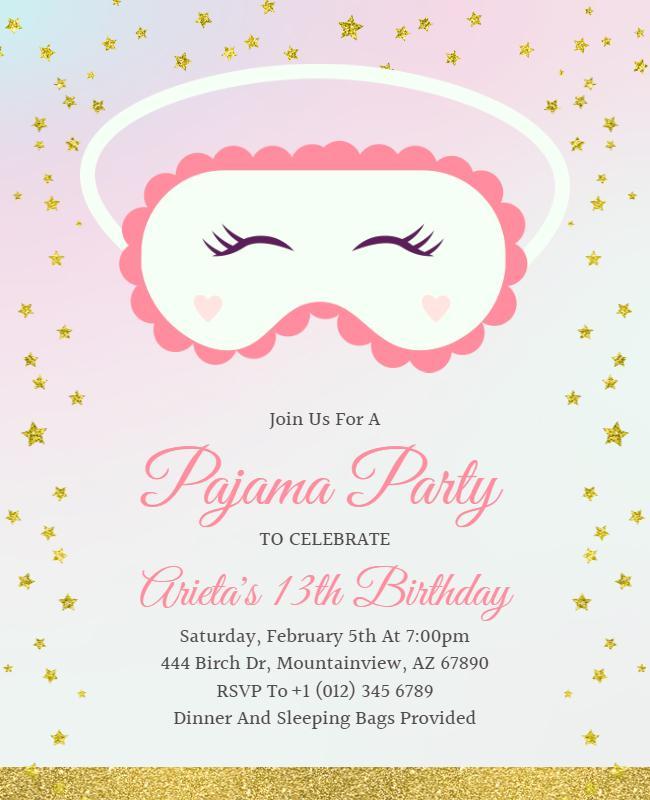 Pajama Birthday Party Celebration Flyer Template