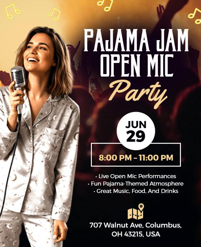 Pajama Jam Open Mic Party Flyer Template