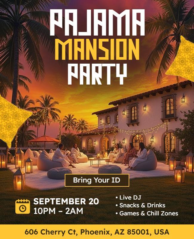 Pajama Mansion Party Night Flyer Template