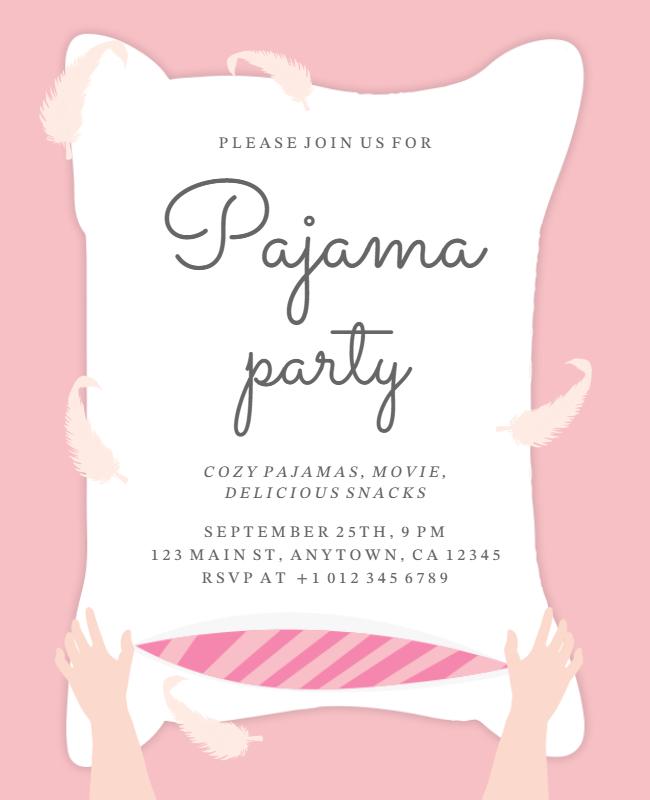 Pajama Movie Night Party Flyer Template