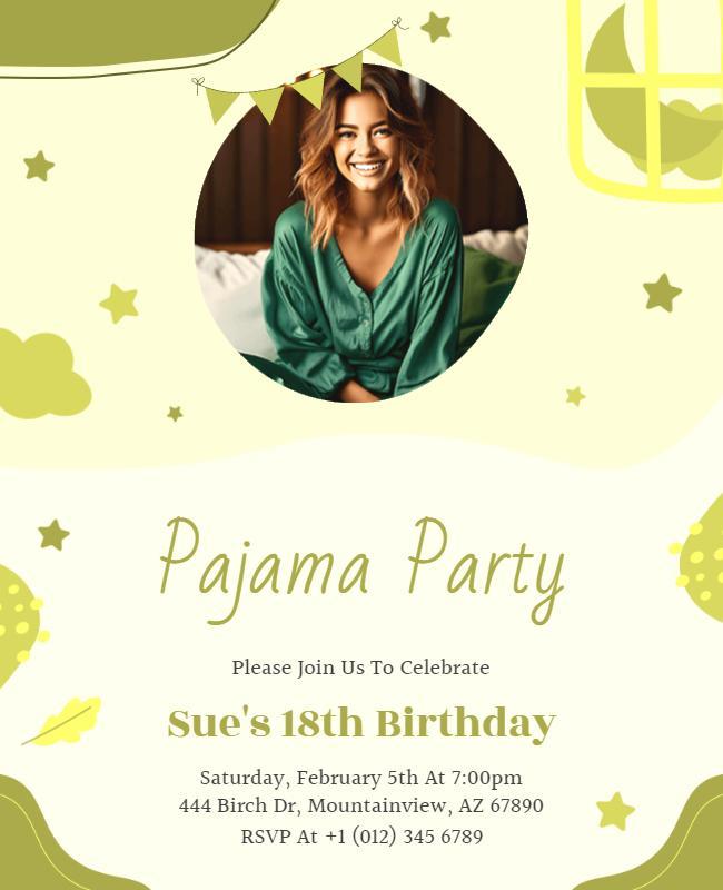 Pajama Party Birthday Celebration Flyer Template