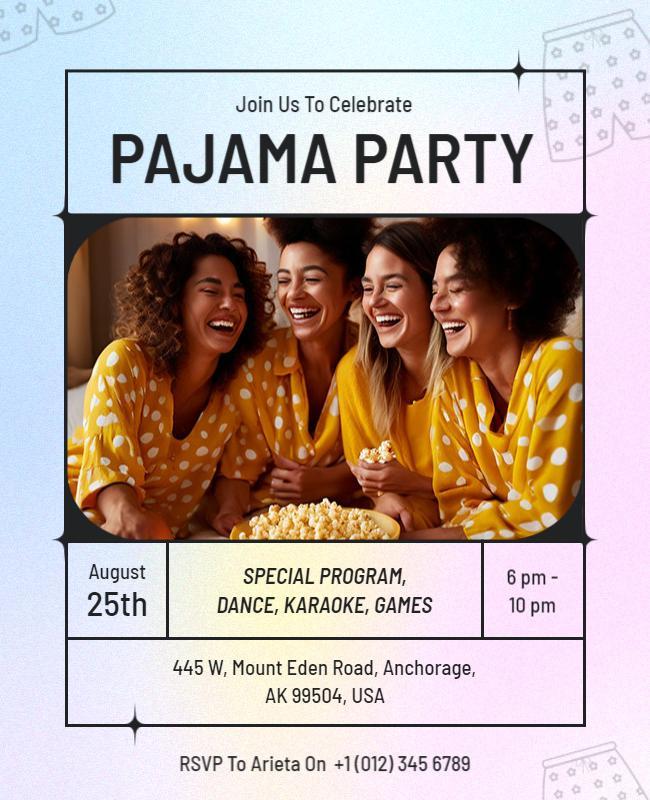 Pajama Party Celebration Event Flyer Template