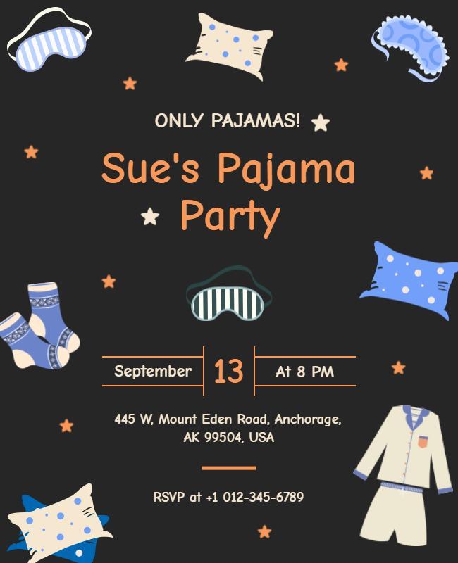 Pajama Party Celebration Invitation Flyer Template