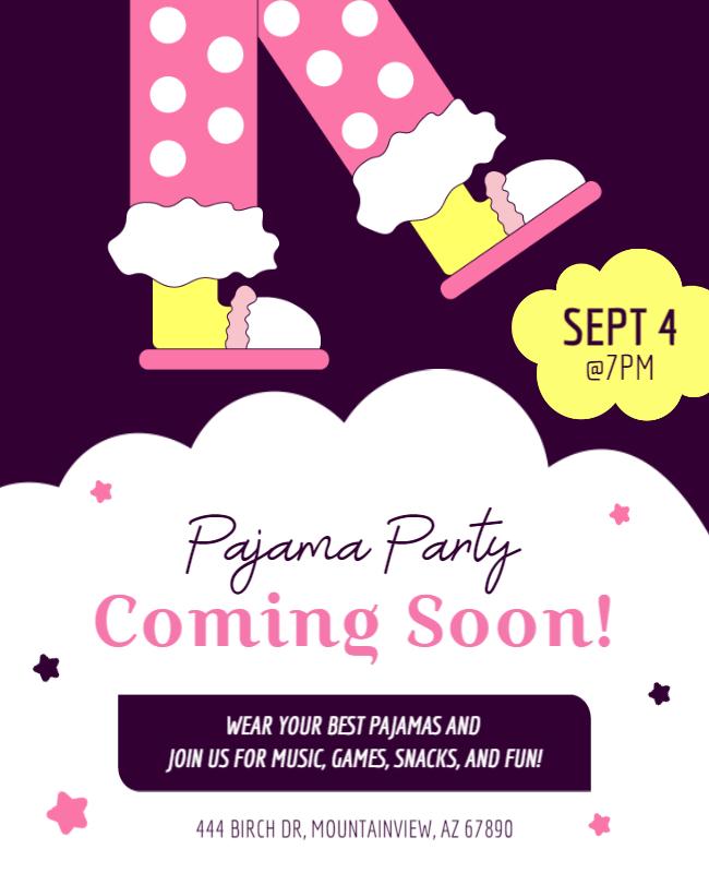 Pajama Party Event Invitation Flyer Template