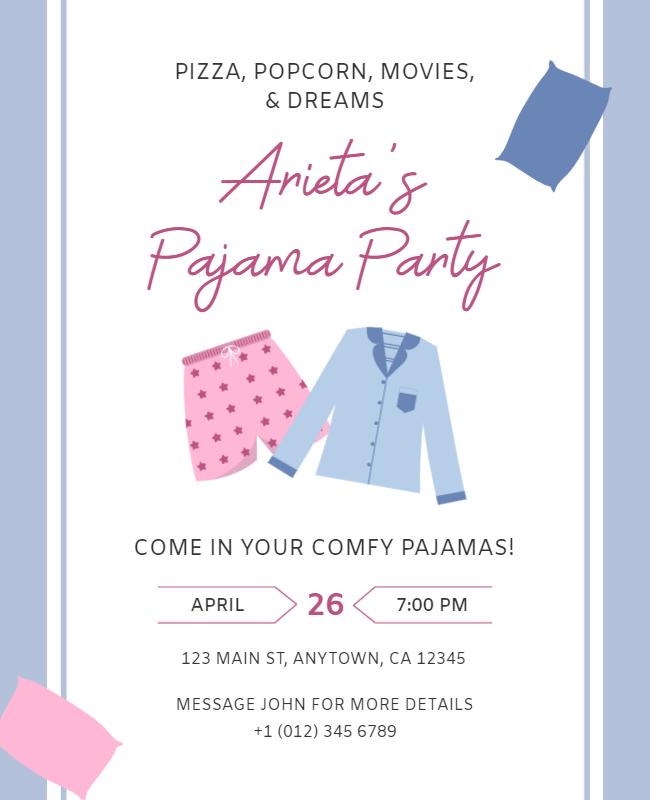 Pajama Party Invitation Flyer Template