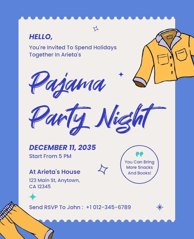 Pajama Party Night Invitation Flyer Template