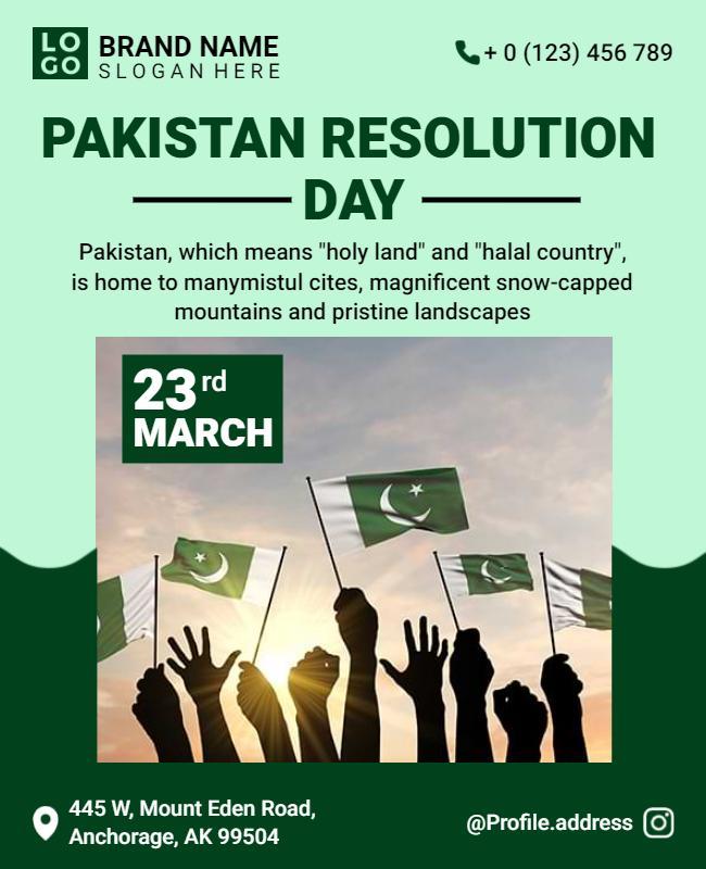 Pakistan Resolution Day Celebration Flyer Template