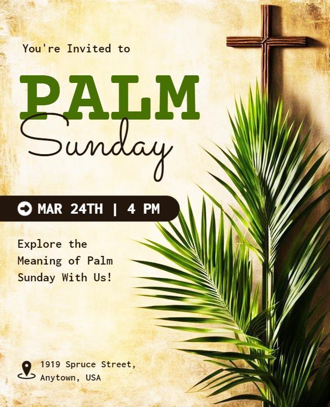 Palm Sunday Church Celebration Flyer Template