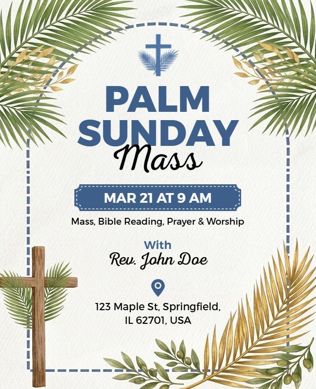 Palm Sunday Church Mass Event Poster Template