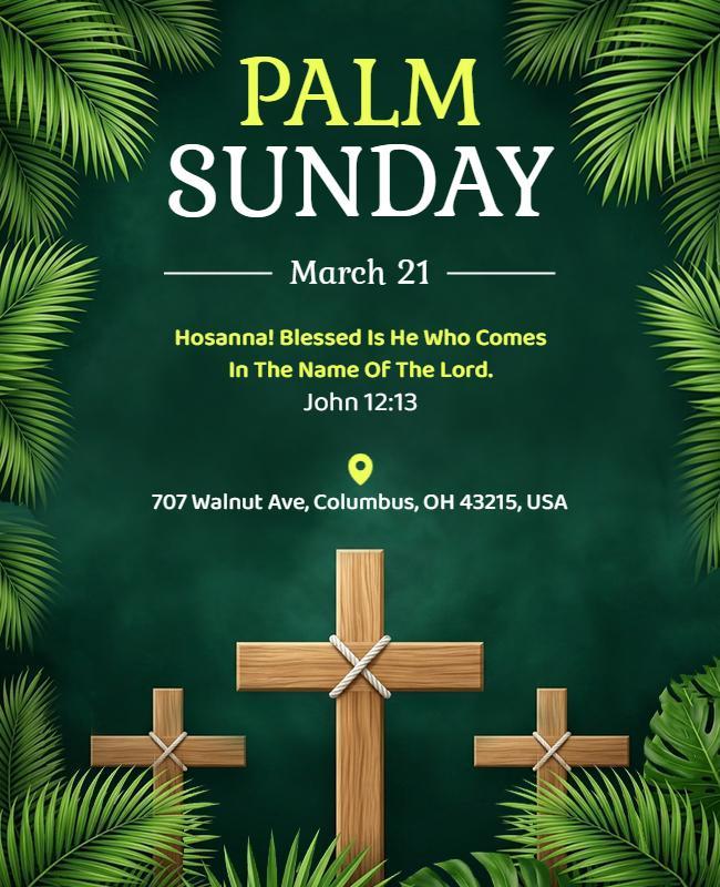 Palm Sunday Religious Event with Crosses Poster Template