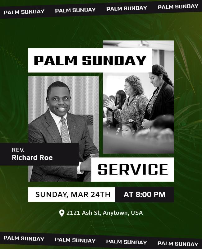 Palm Sunday Religious Service Flyer Template