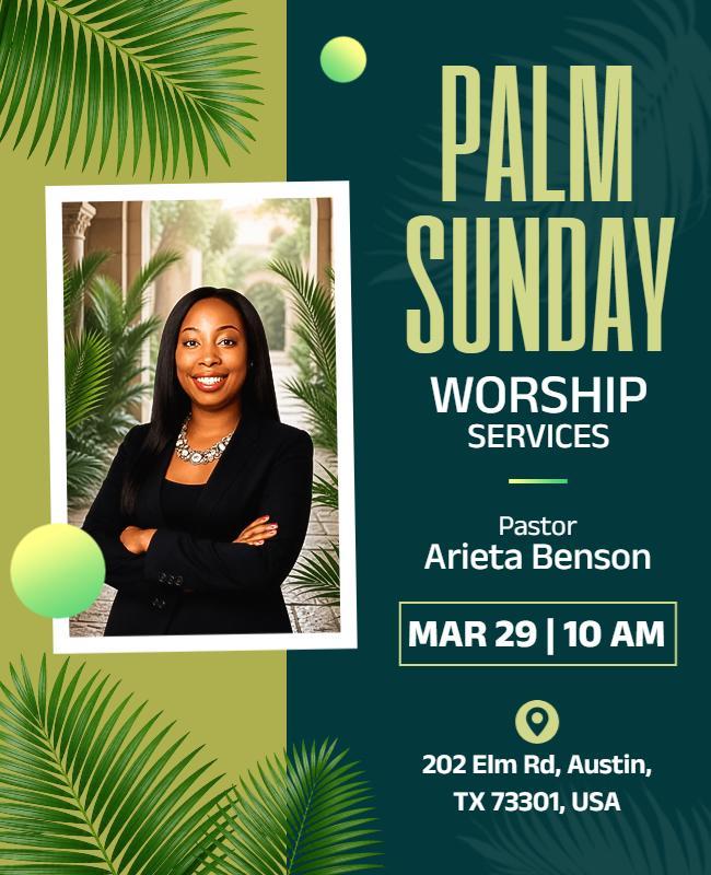 Palm Sunday Worship Service Event Poster Template