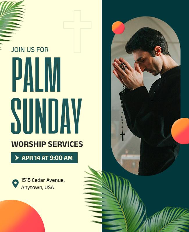 Palm Sunday Worship Services Flyer Template