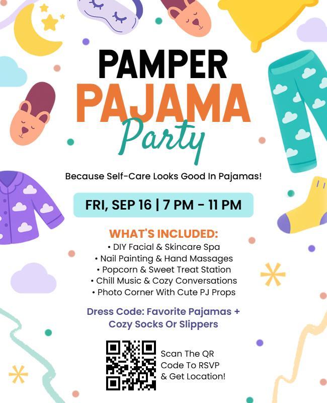 Pamper Pajama Party Spa Night Flyer Template