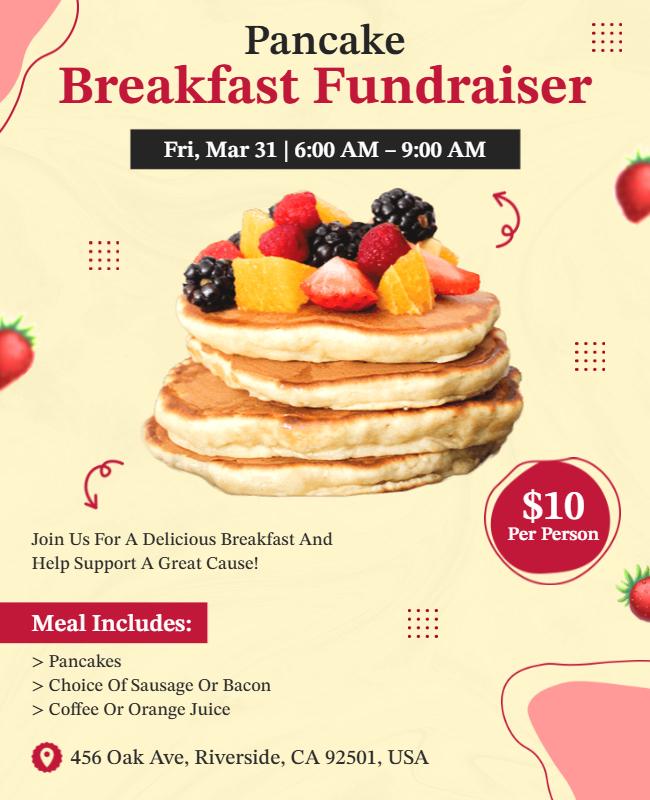 Pancake Breakfast Fundraiser Event Poster Template