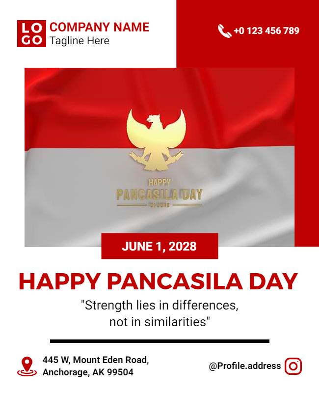 Festive Red Pancasila Day Celebration Flyer Template