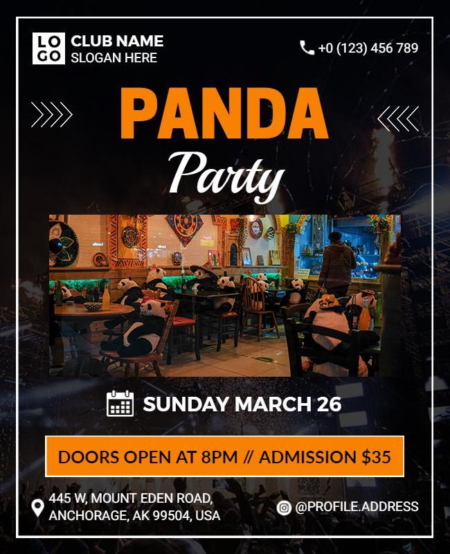 Panda Themed Club Party Flyer Template