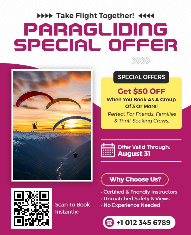 Paragliding Adventure Special Offer Flyer Template
