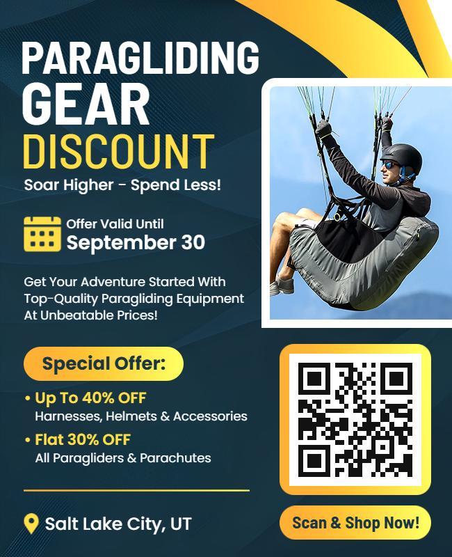 Paragliding Gear Discount Promotion Flyer Template