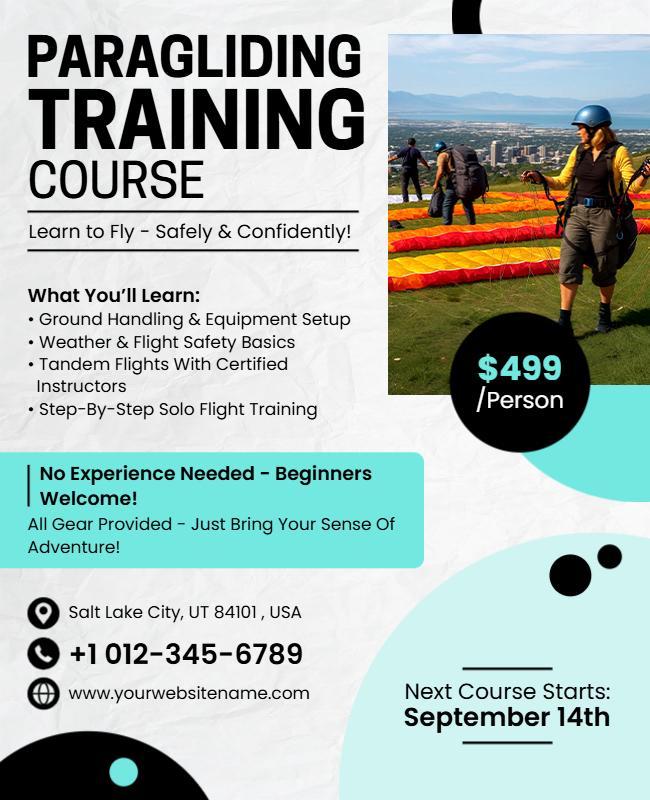 Paragliding Training Course Flyer Template