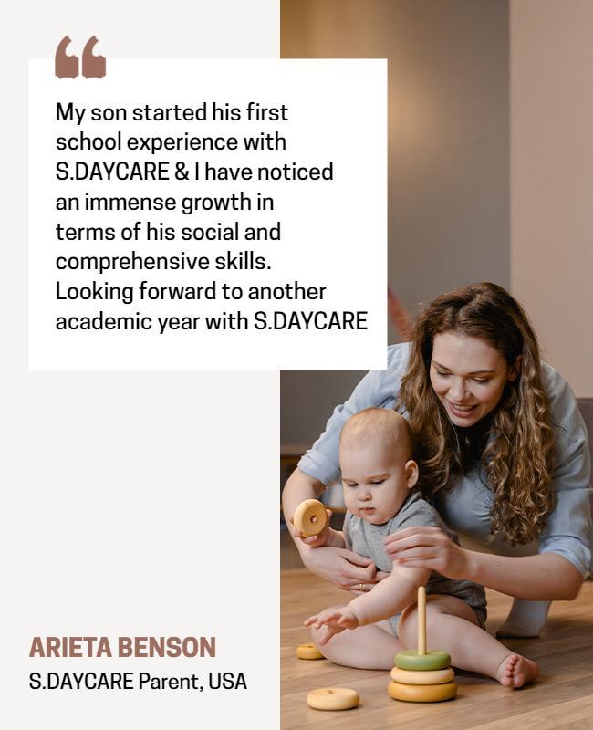 Parent Child Daycare Testimonial Flyer Template