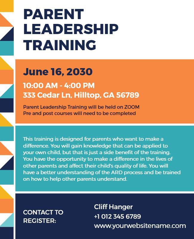 Parent Leadership Training Event Flyer Template