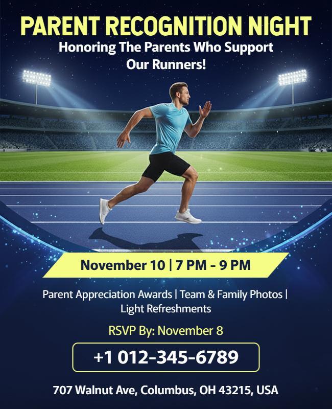 Parent Recognition Night Running Event Flyer Template