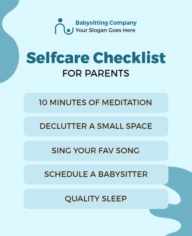 Parent Selfcare Checklist Babysitting Flyer Template