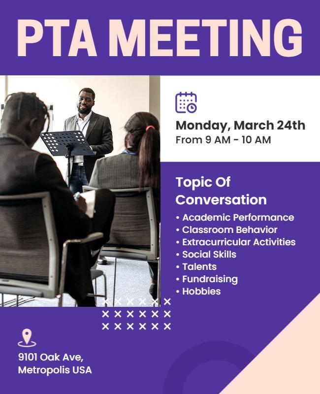 Parent Teacher Association Meeting Announcement Flyer Template