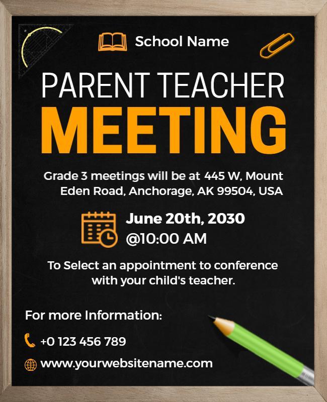 Parent Teacher Meeting Invitation Flyer Template