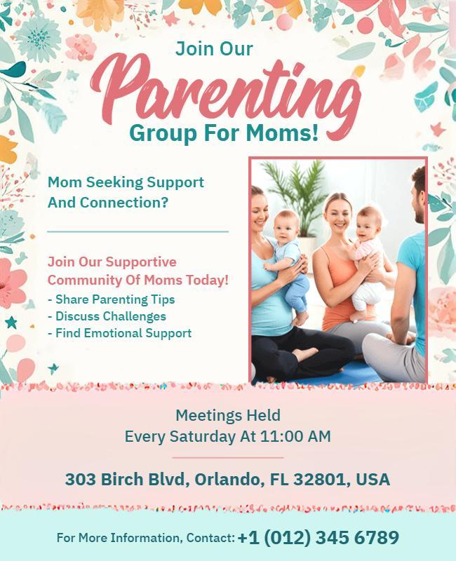 Parenting Support Group for Moms Flyer Template