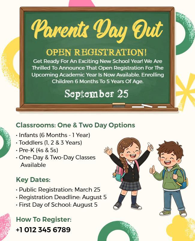 Parents Day Out Registration Poster Template