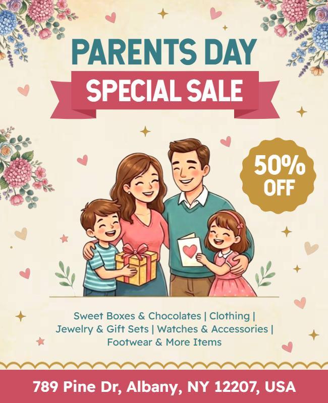 Parents Day Special Sale Poster Template