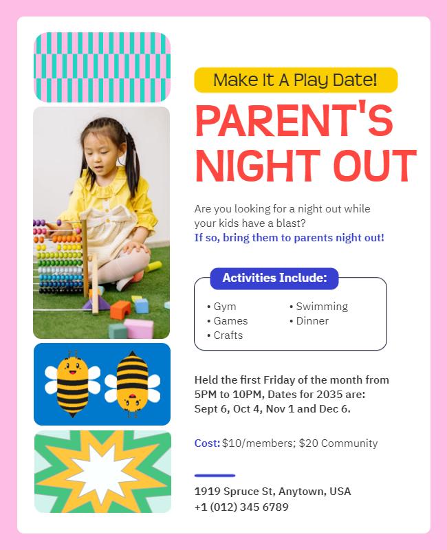 Parents Night Out Activity Flyer Template