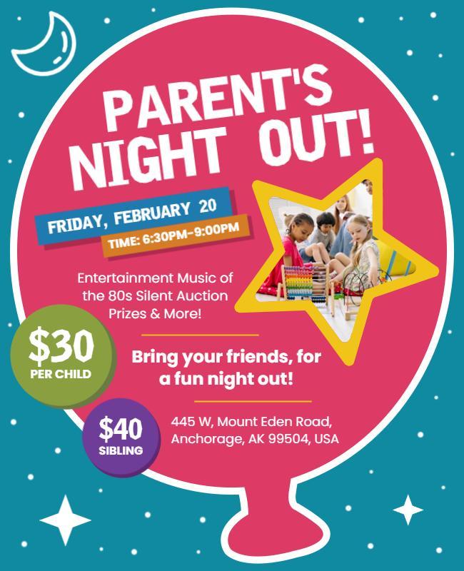 Parents Night Out Entertainment Flyer Template