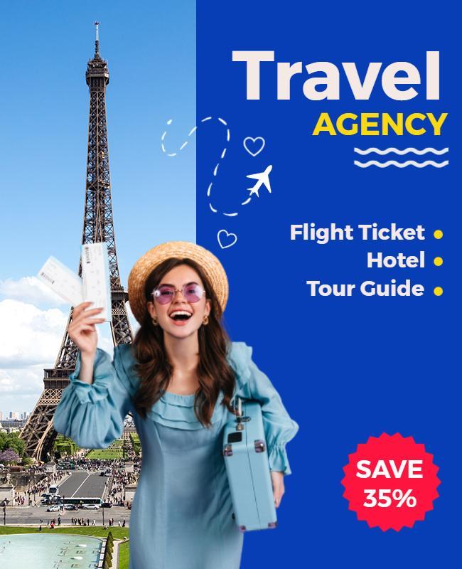 Paris Travel Agency Discount Flyer Template