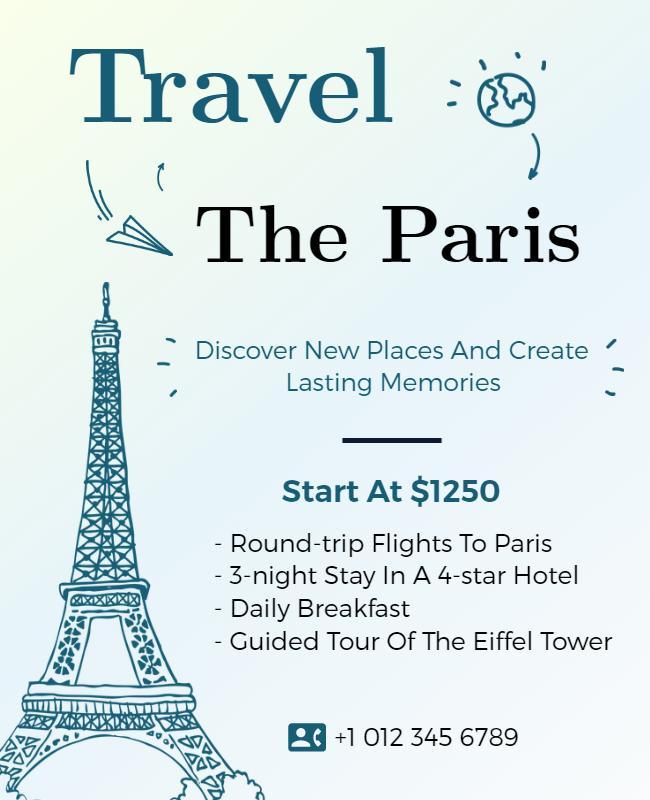 Paris Travel Package Promotion Flyer Template