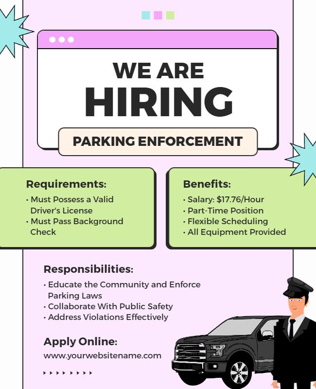 Parking Enforcement Job Hiring Flyer Template