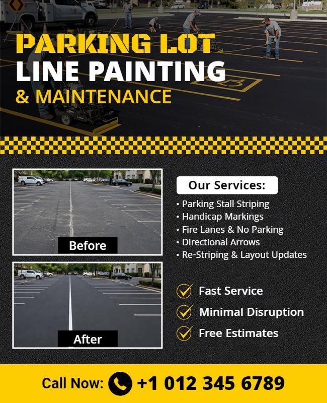 Parking Lot Line Painting and Maintenance Service Flyer Template