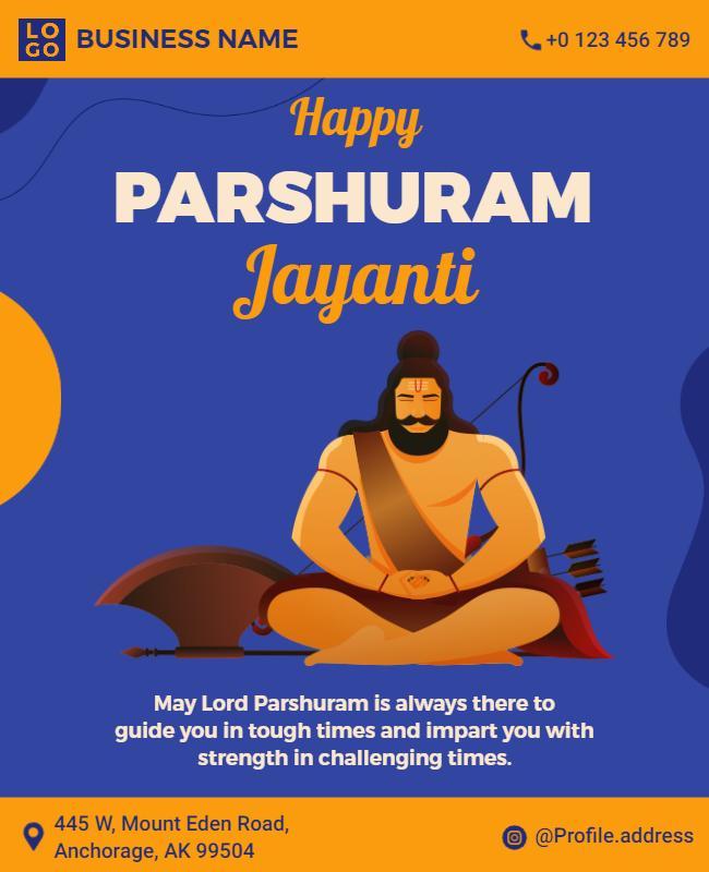 Festive Blue Parshuram Jayanti Celebration Flyer Template