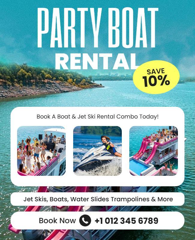 Party Boat Rental Promotion Poster Template