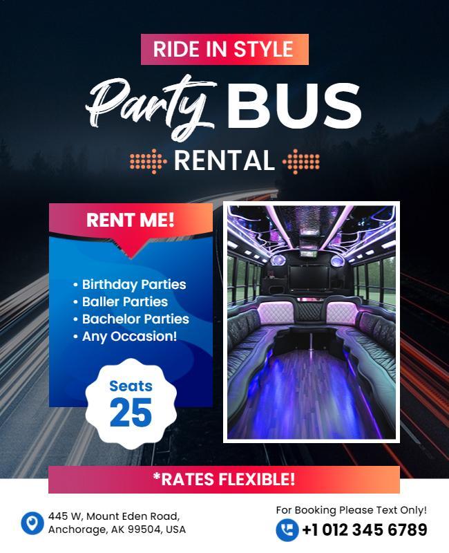 Party Bus Rental Service Flyer Template