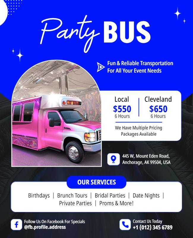 Party Bus Service Promotional Flyer Template