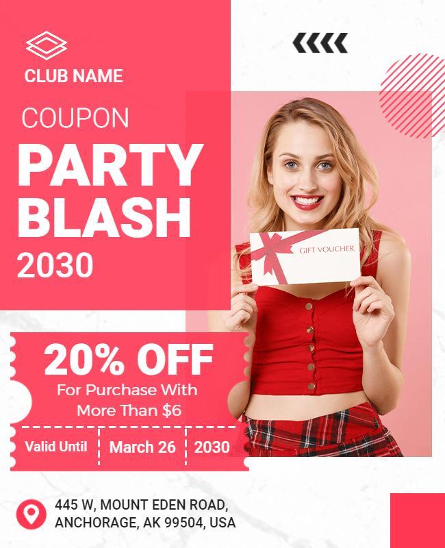 Party Coupon Discount Promotional Flyer Template