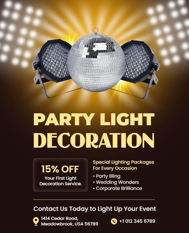 Party Light Decoration Services Flyer Template