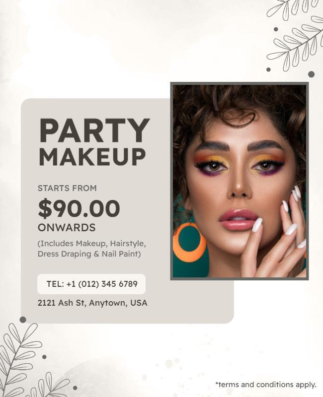 Party Makeup Services Promotional Flyer Template