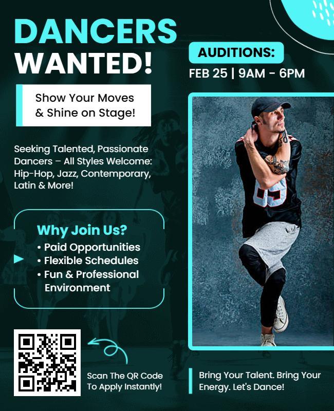 Passionate Dancers Wanted for Stage Performance Flyer Template