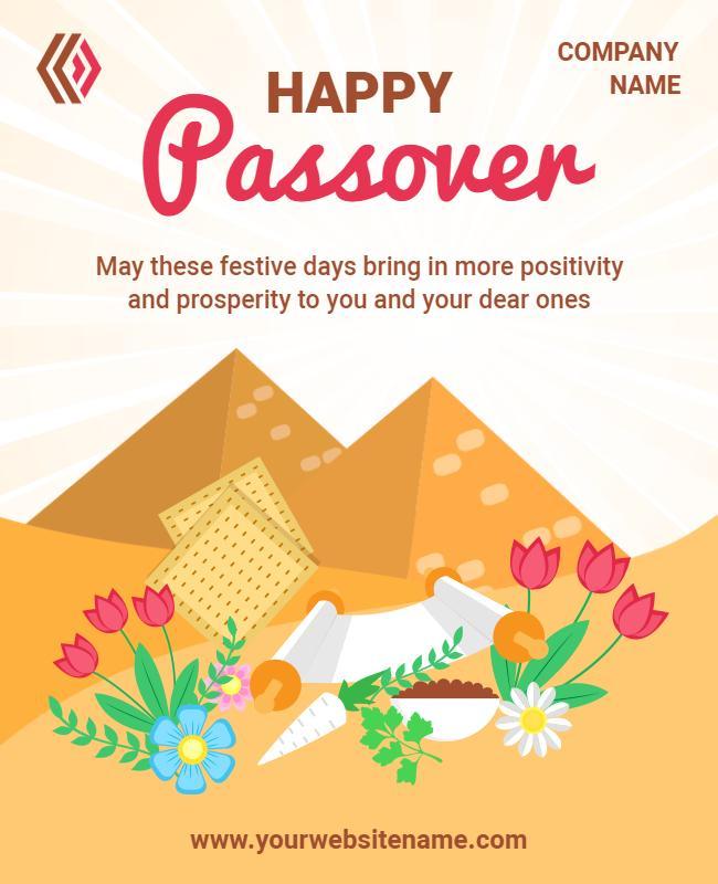 Passover Celebration with Flowers and Matzah Flyer Template