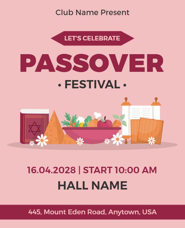 Passover Festival Celebration Flyer Template